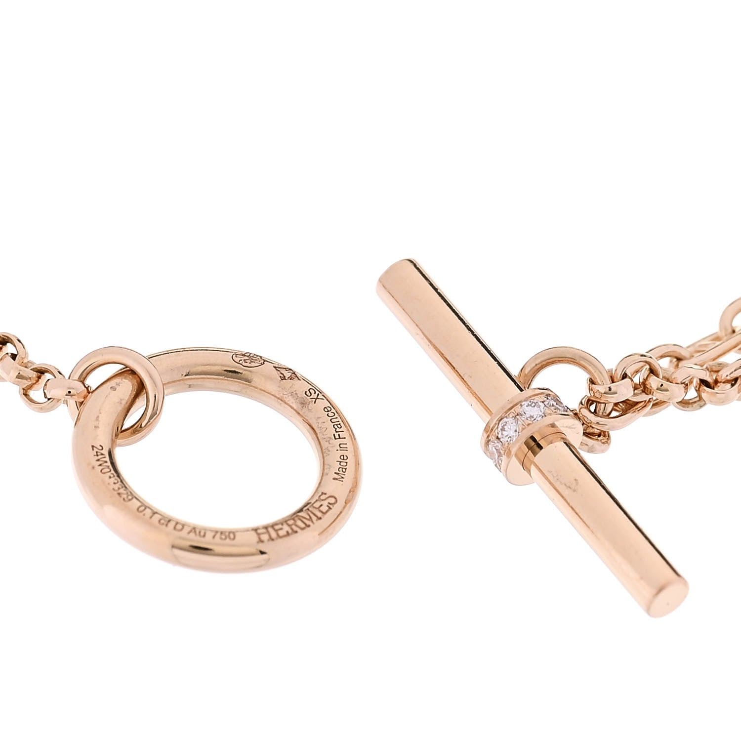 Hermes 18K Rose Gold Diamond Chaos Bracelet XS 3 of 4