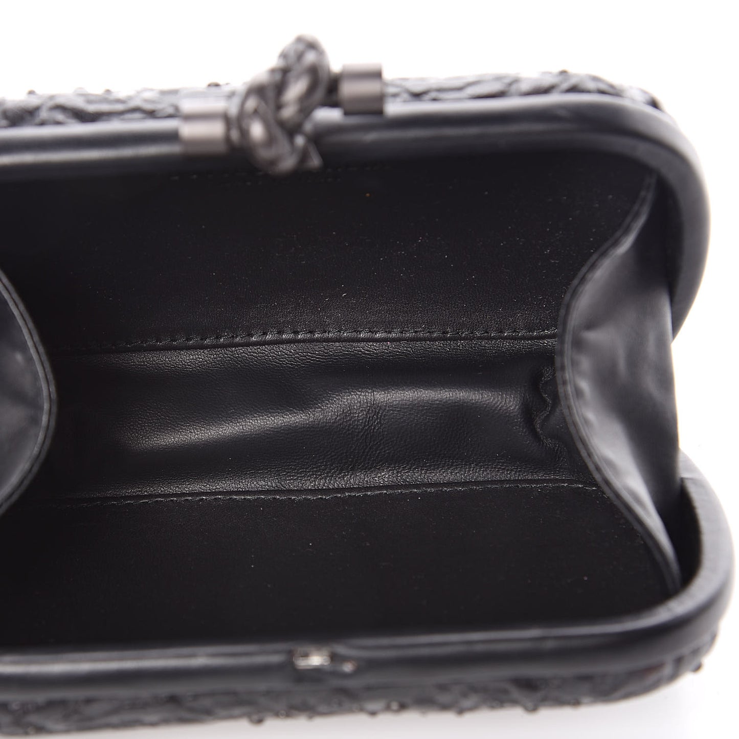 Calfskin Embossed Studded Knot Clutch Cioccolato