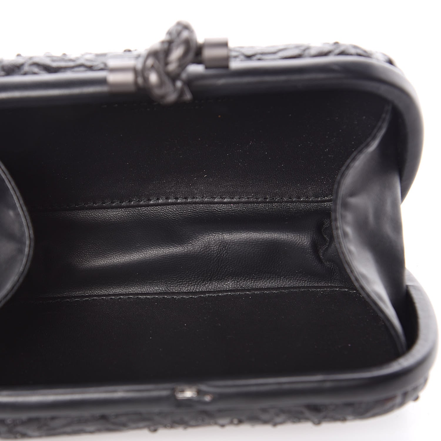 Bottega Veneta Calfskin Embossed Studded Knot Clutch Cioccolato 7 of 8