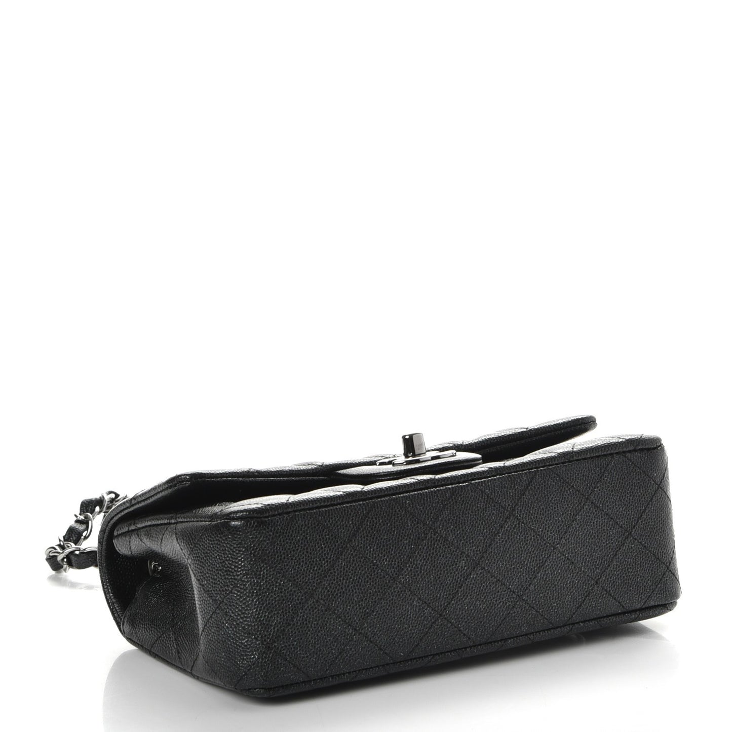 Iridescent Caviar Quilted Mini Rectangular Flap Black