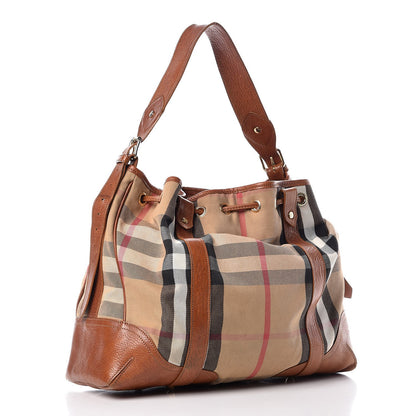 Burberry House Check Bridle Calfskin Hobo Brown 3 of 15