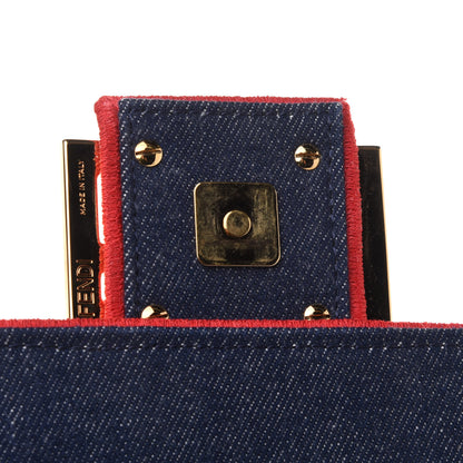 Fendi Denim Large Baguette Blue Rosso 15 of 16