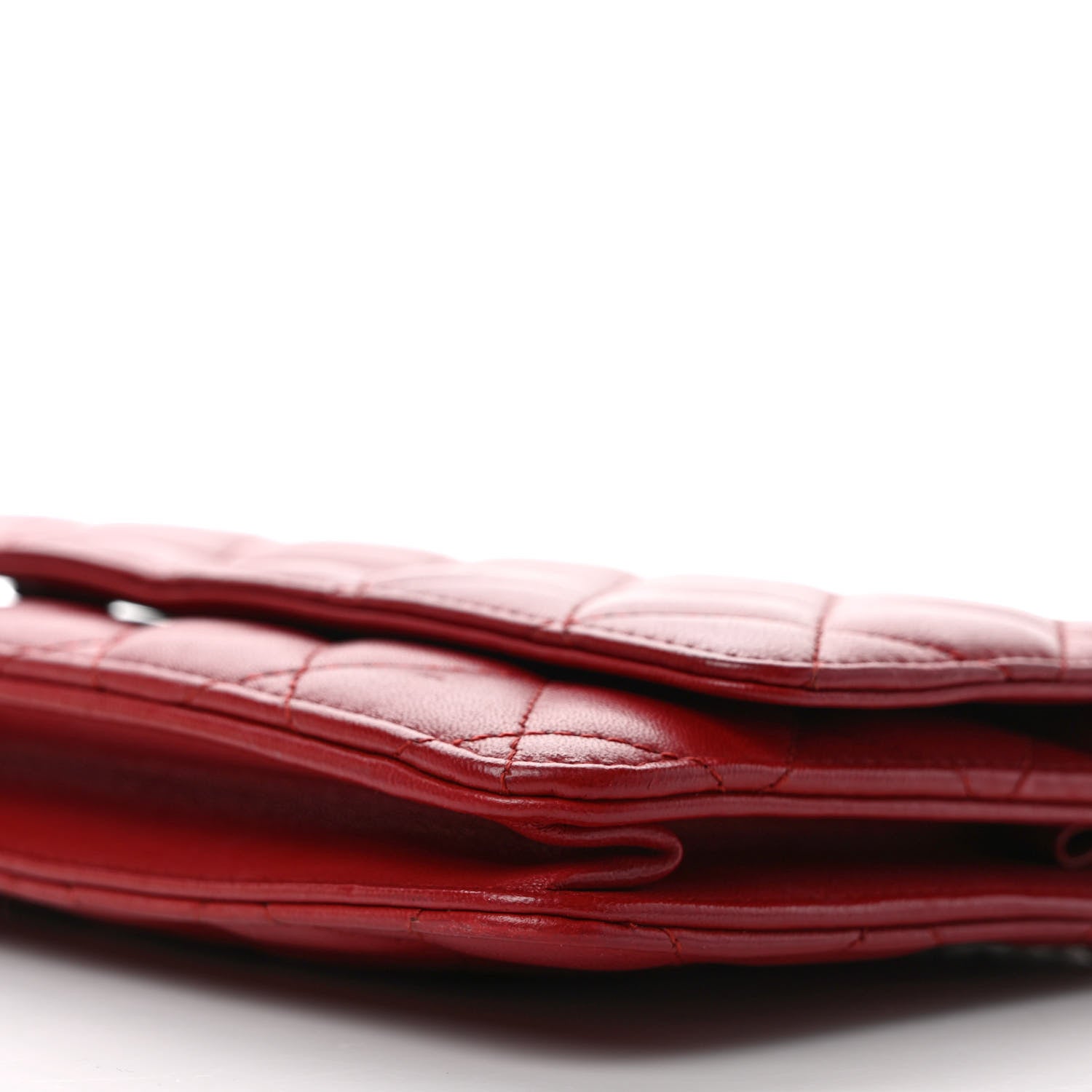 Chanel Lambskin Quilted Wallet On Chain WOC Red 10 of 11