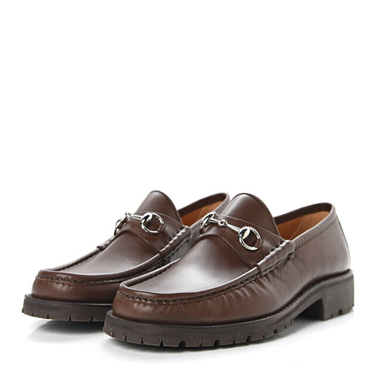 Gucci Laredo Calfskin Mens Horsebit Lug Sole Loafers 8.5 Brown 3 of 8