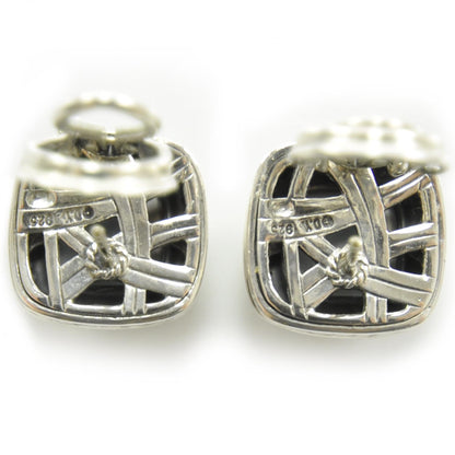 David Yurman Sterling Silver Pave Diamond Grey Mother of Pearl Albion Earrings 3 of 3