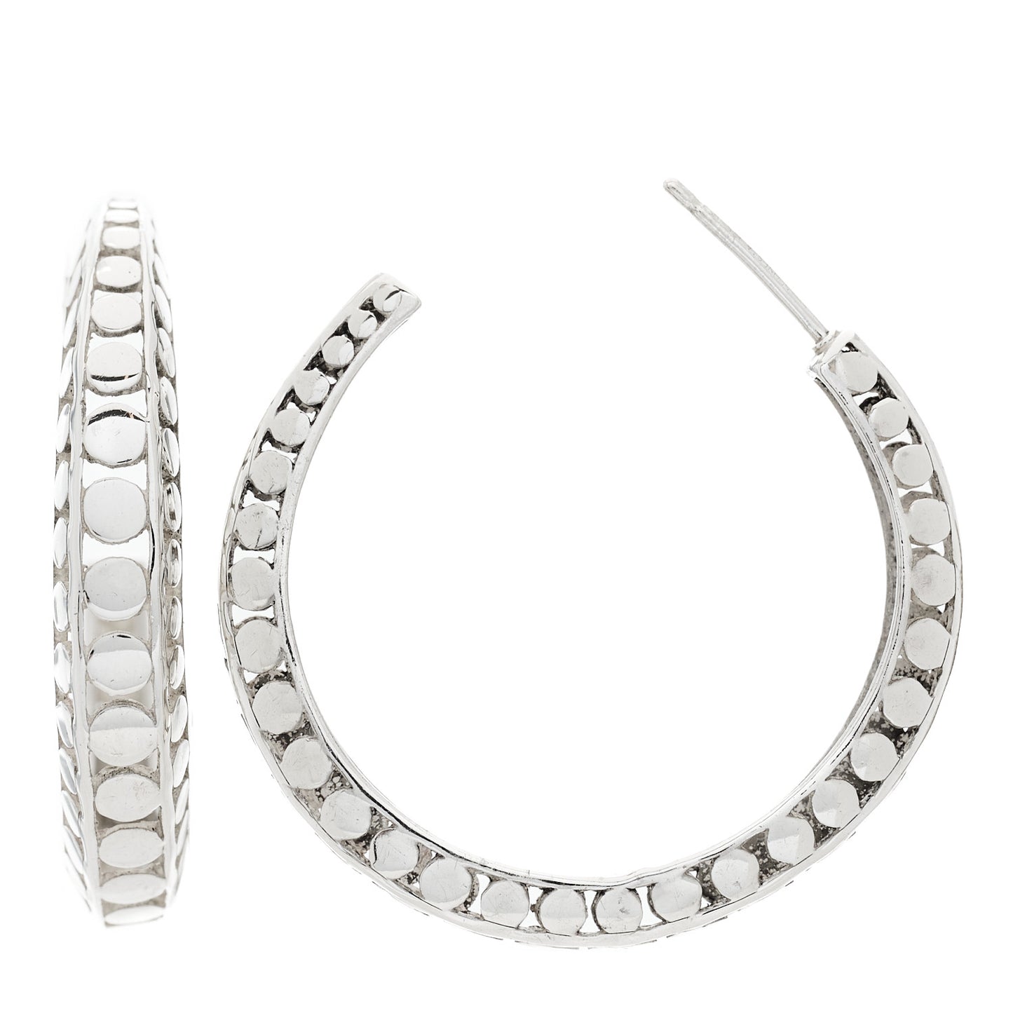 Sterling Silver Dot Open Hoop Earrings