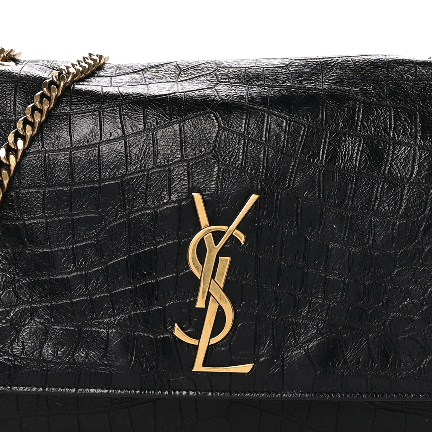 Calfskin Crocodile Embossed Suede Medium Reversible Monogram Kate Satchel Military Taupe