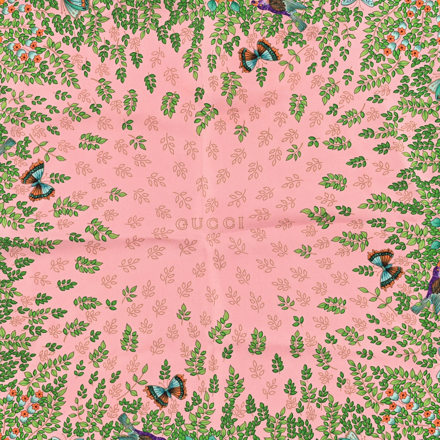 Gucci Silk Floral Square Scarf Pink Multicolor 2 of 3