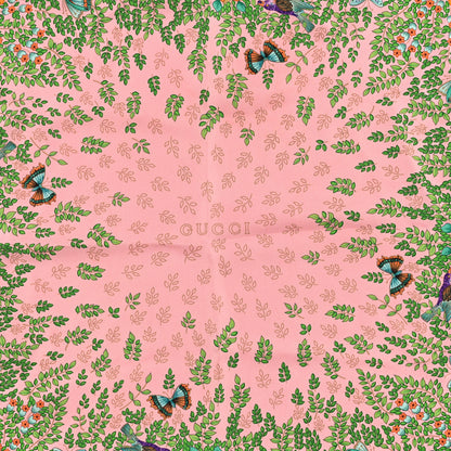 Gucci Silk Floral Square Scarf Pink Multicolor 2 of 3