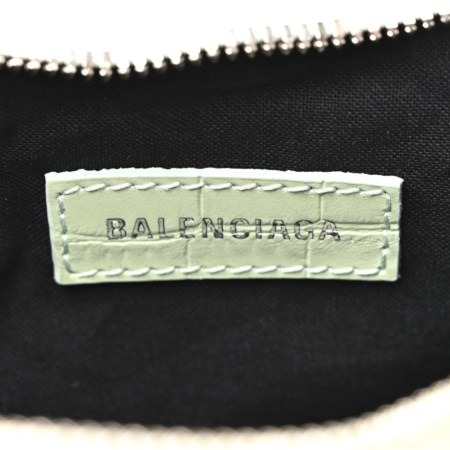 Balenciaga Extra Supple Calfskin Crocodile Embossed Le Cagole Shoulder Bag XS Light Green 7 of 11