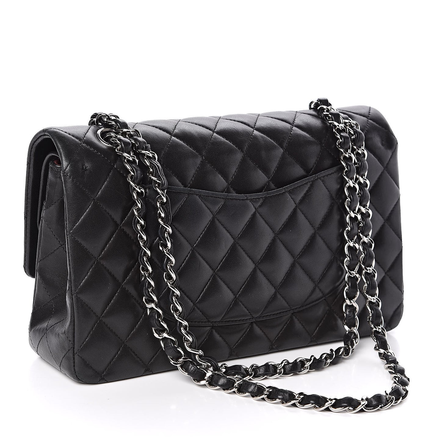 Lambskin Quilted Medium Double Flap Black