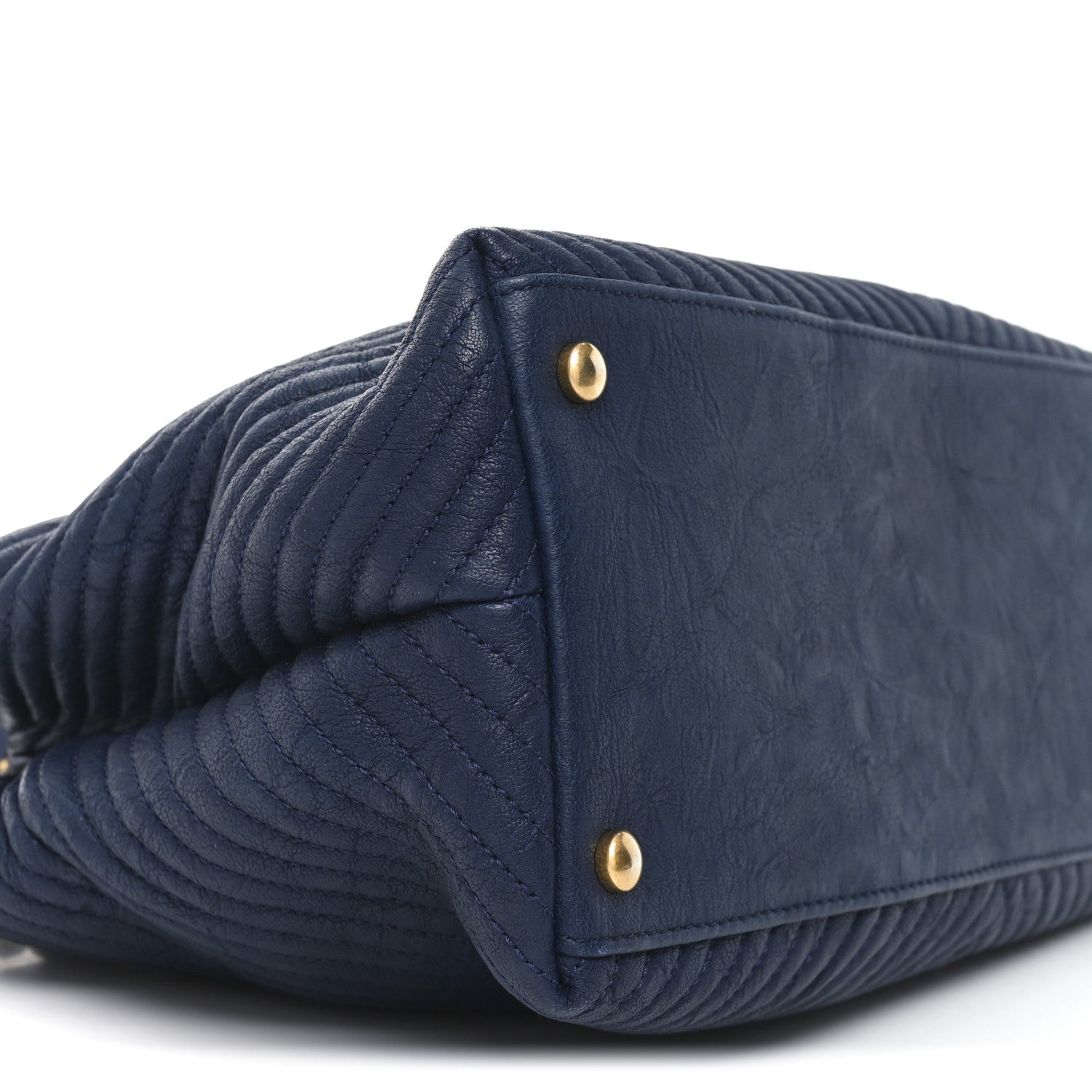 Chanel Wrinkled Lambskin Chevron Quilted Surpique Tote Navy Blue 9 of 9
