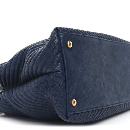 Chanel Wrinkled Lambskin Chevron Quilted Surpique Tote Navy Blue 9 of 9