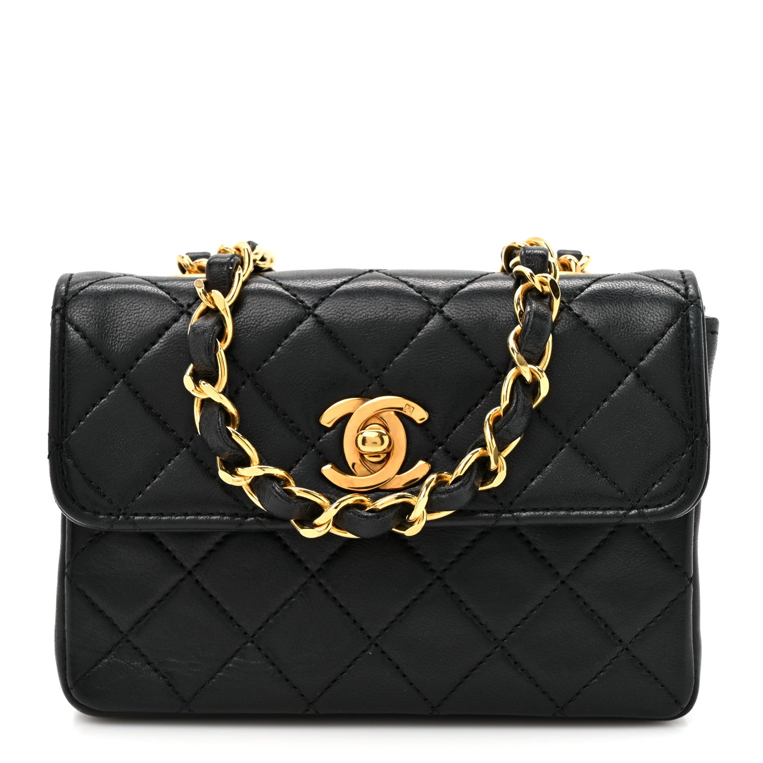 Chanel Lambskin Quilted Micro Mini Flap Bag Black 1 of 15