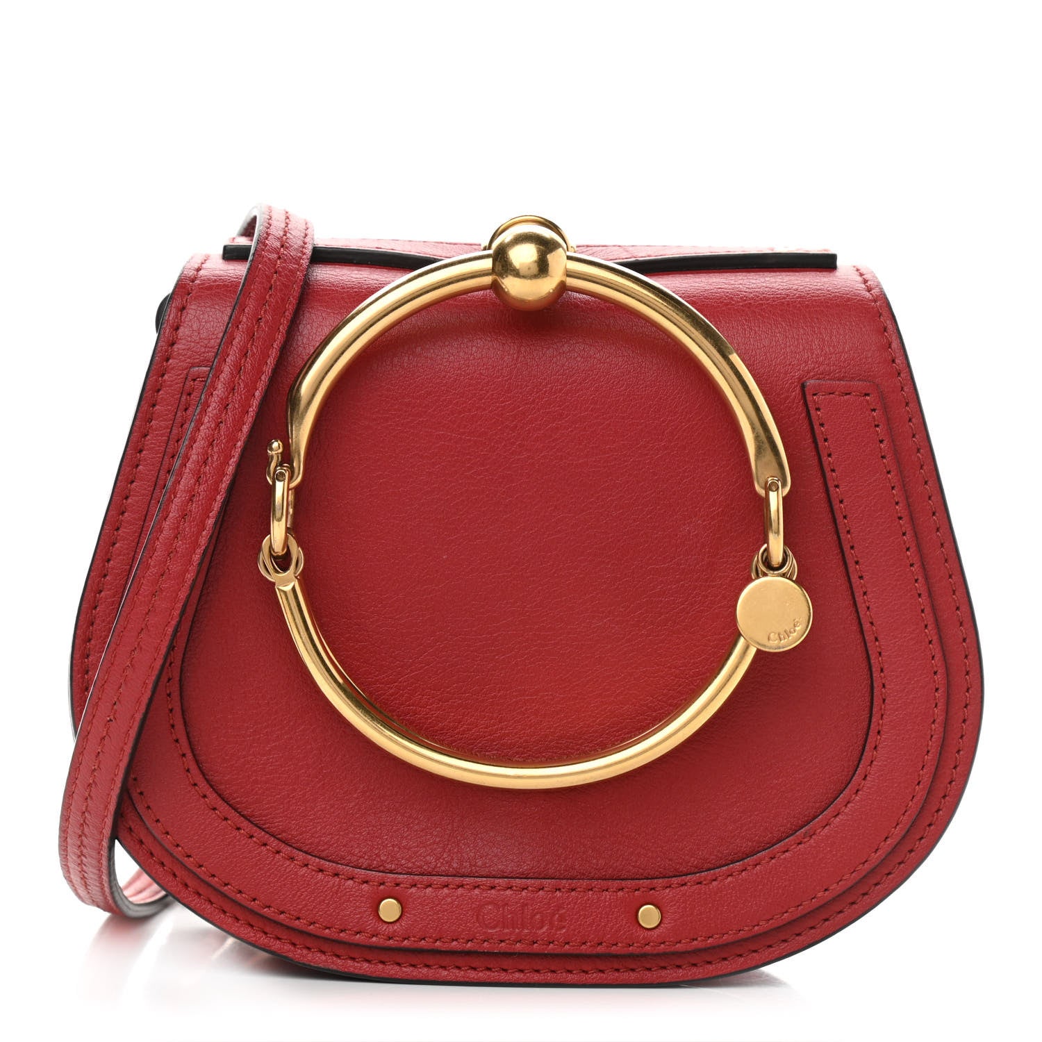 Chloe Calfskin Suede Small Nile Bracelet Bag Intense Red 1 of 10