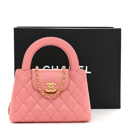Chanel Shiny Aged Calfskin Quilted Nano Kelly Shopper Coral Pink 12 of 12
