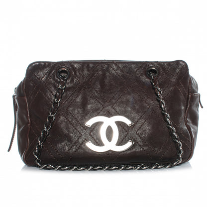 Chanel Calfskin Small Diamond Stitch Tote Brown 1 of 7