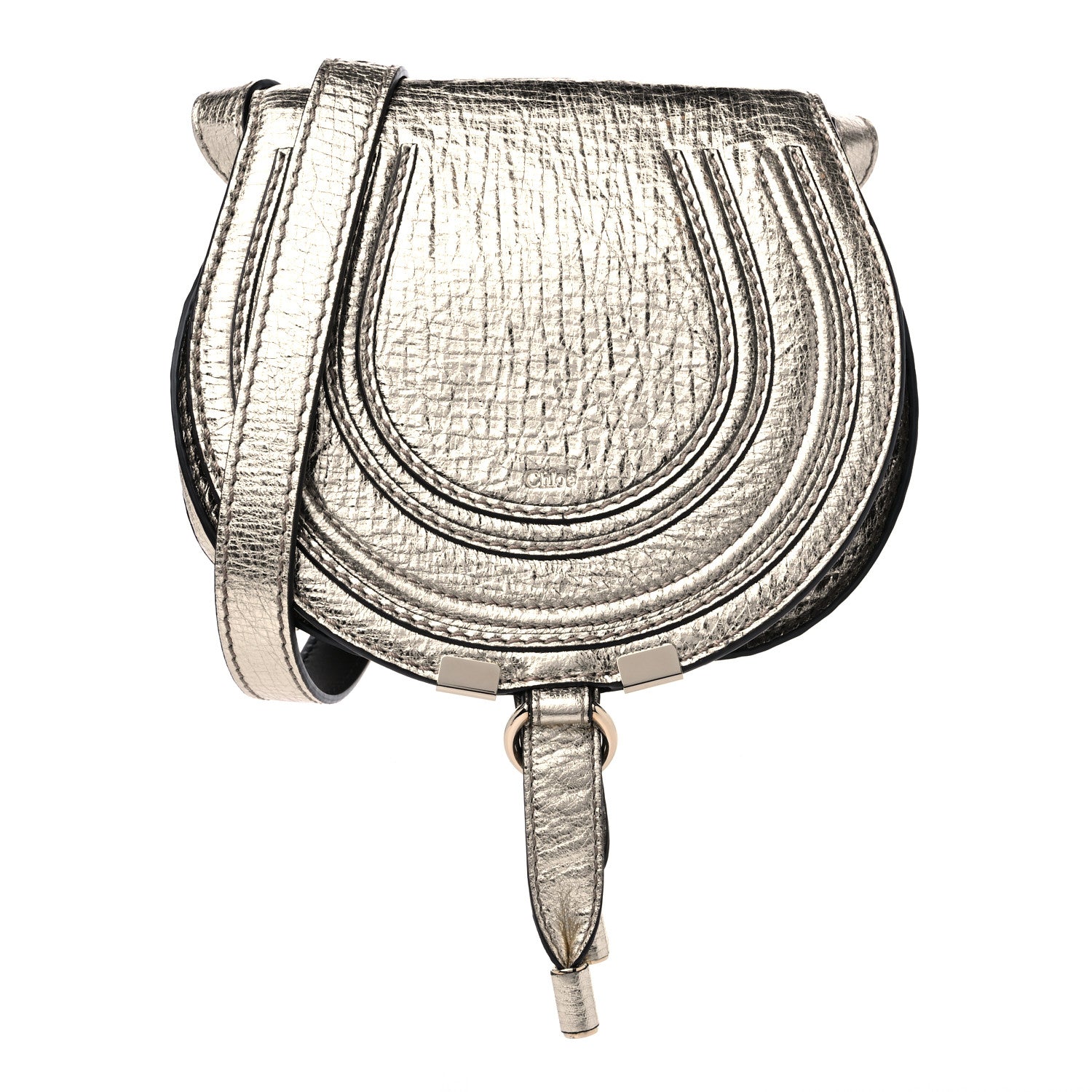 Chloe Metallic Calfskin Small Marcie Saddle Bag Gold 1 of 8