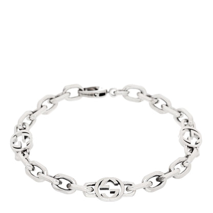 Gucci Sterling Silver Narrow Interlocking G Link Bracelet 1 of 6