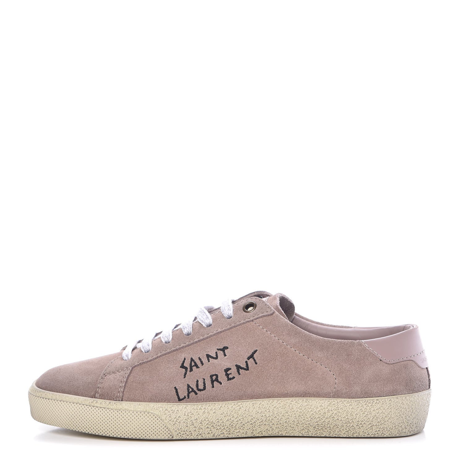 Saint Laurent Distressed Suede Womens Court Classic Sneakers 37 Rose Antique 1 of 10
