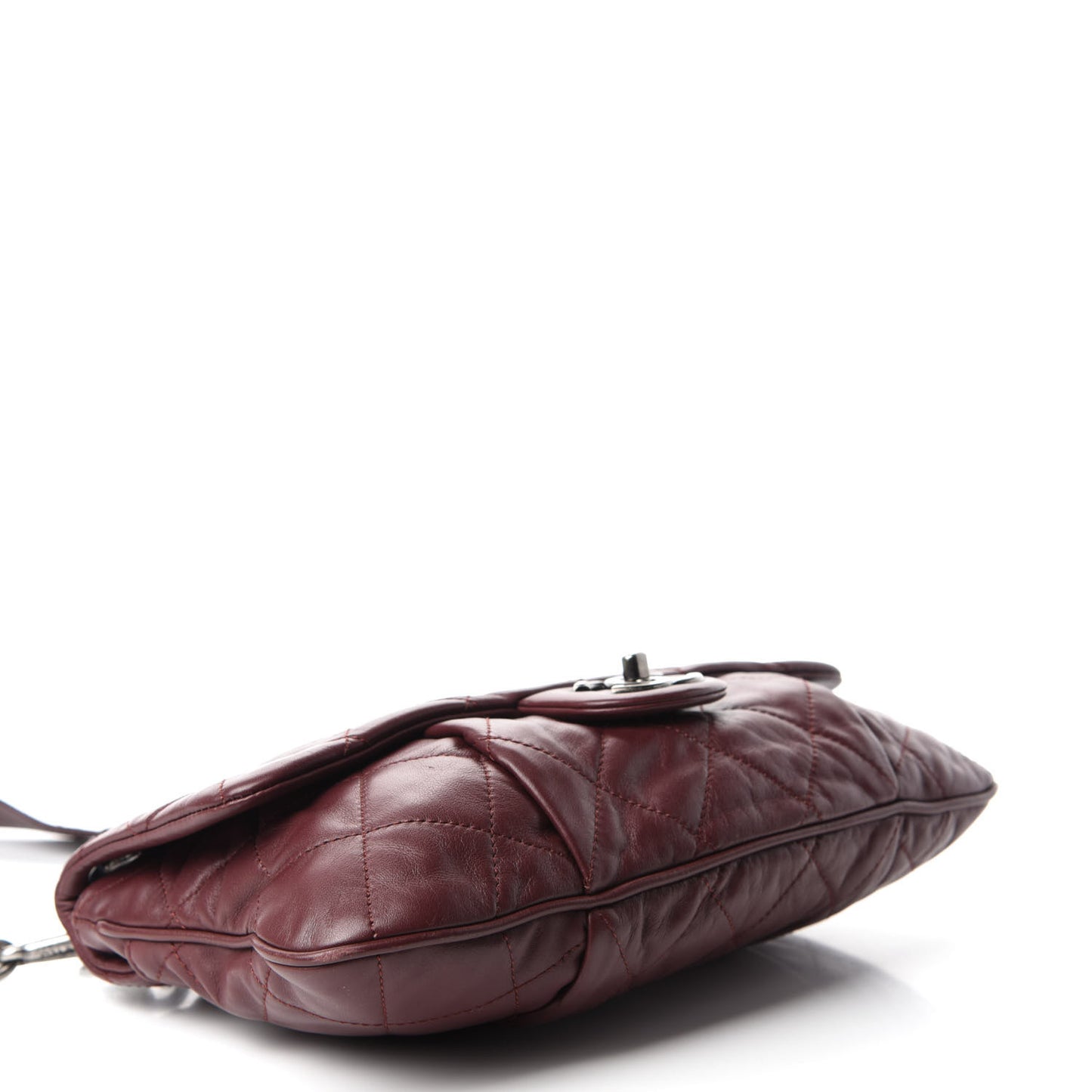 Calfskin Coco Pleats Large Messenger Flap Burgundy
