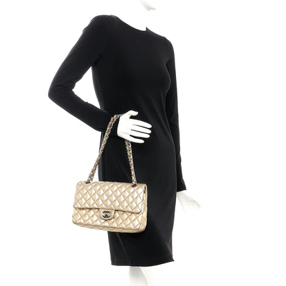 Chanel Metallic Lambskin Quilted Stitch Medium Double Flap Light Gold 2 of 21