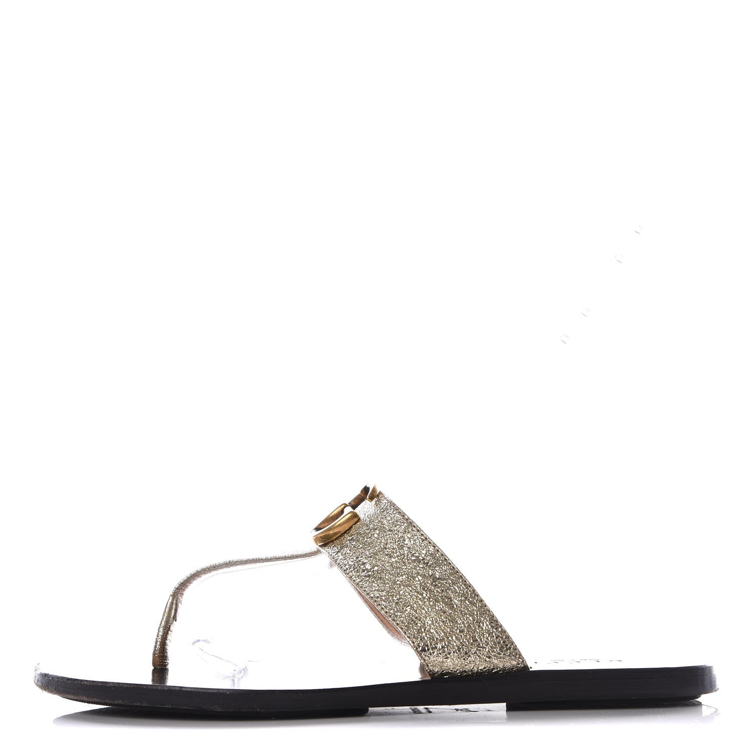 Gucci Nappa Silk Galassia GG Marmont Thong Flat Sandals 35 Platino 1 of 8