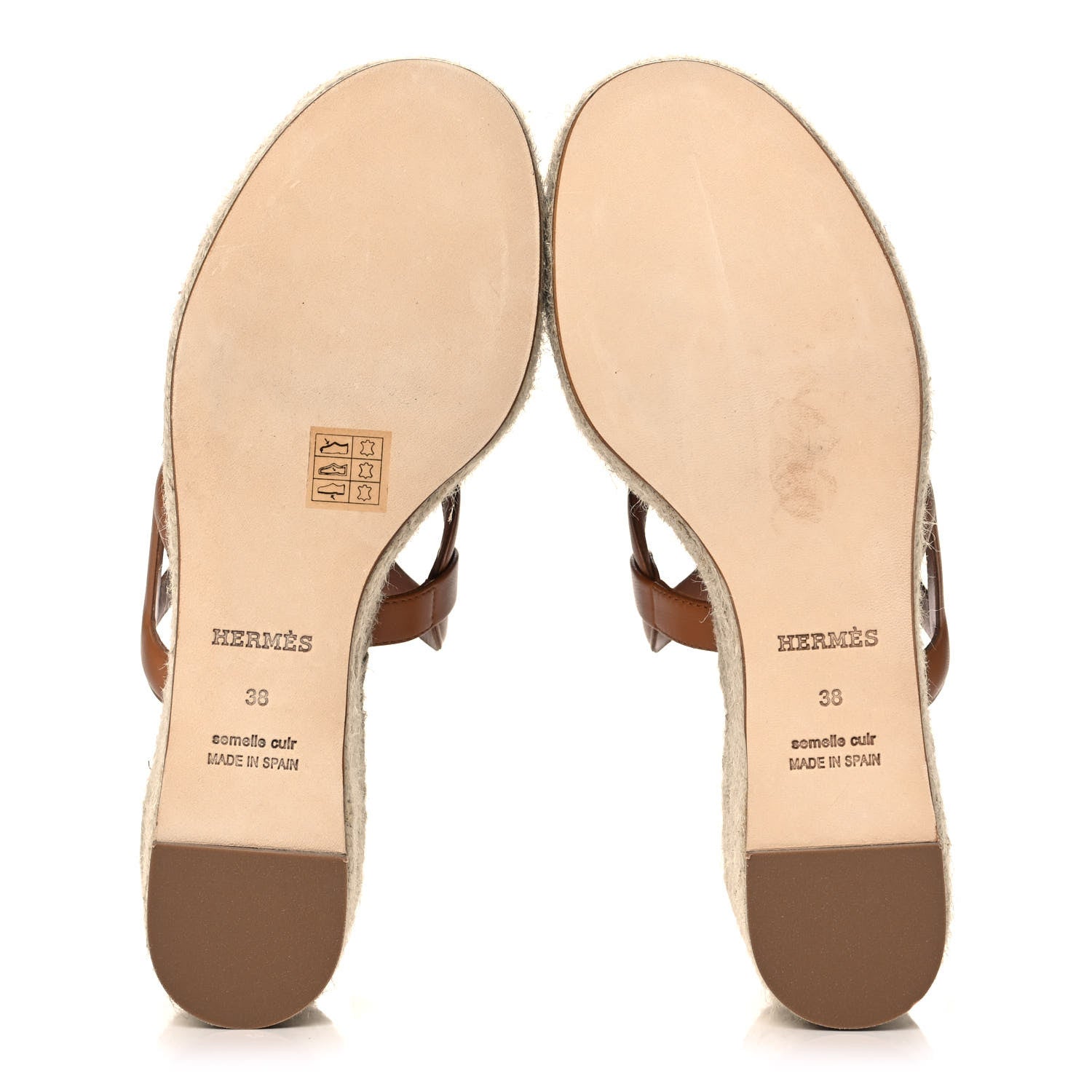 Hermes Nappa Ithea Espadrille Wedge Sandals 38 Naturel 5 of 11