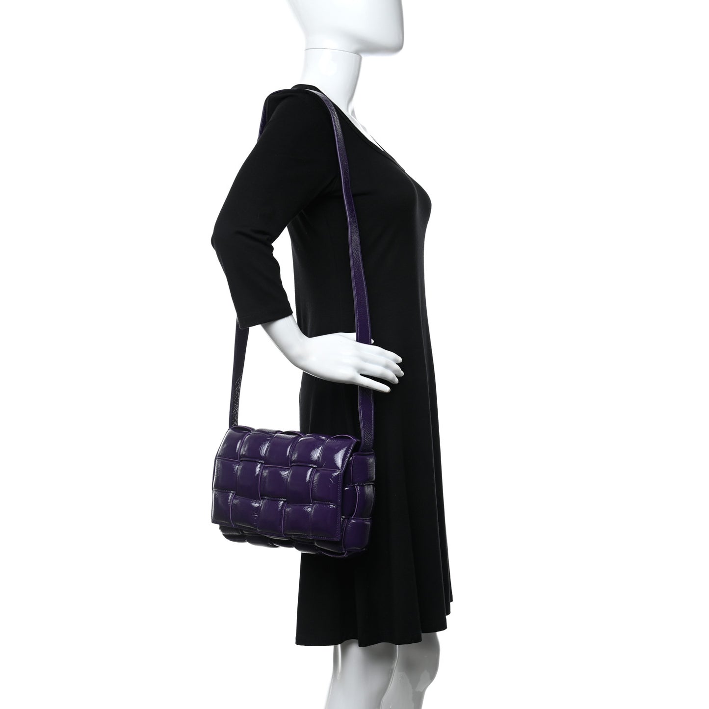 Textured Deerskin Maxi Intrecciato Padded Cassette Crossbody Bag Raisin