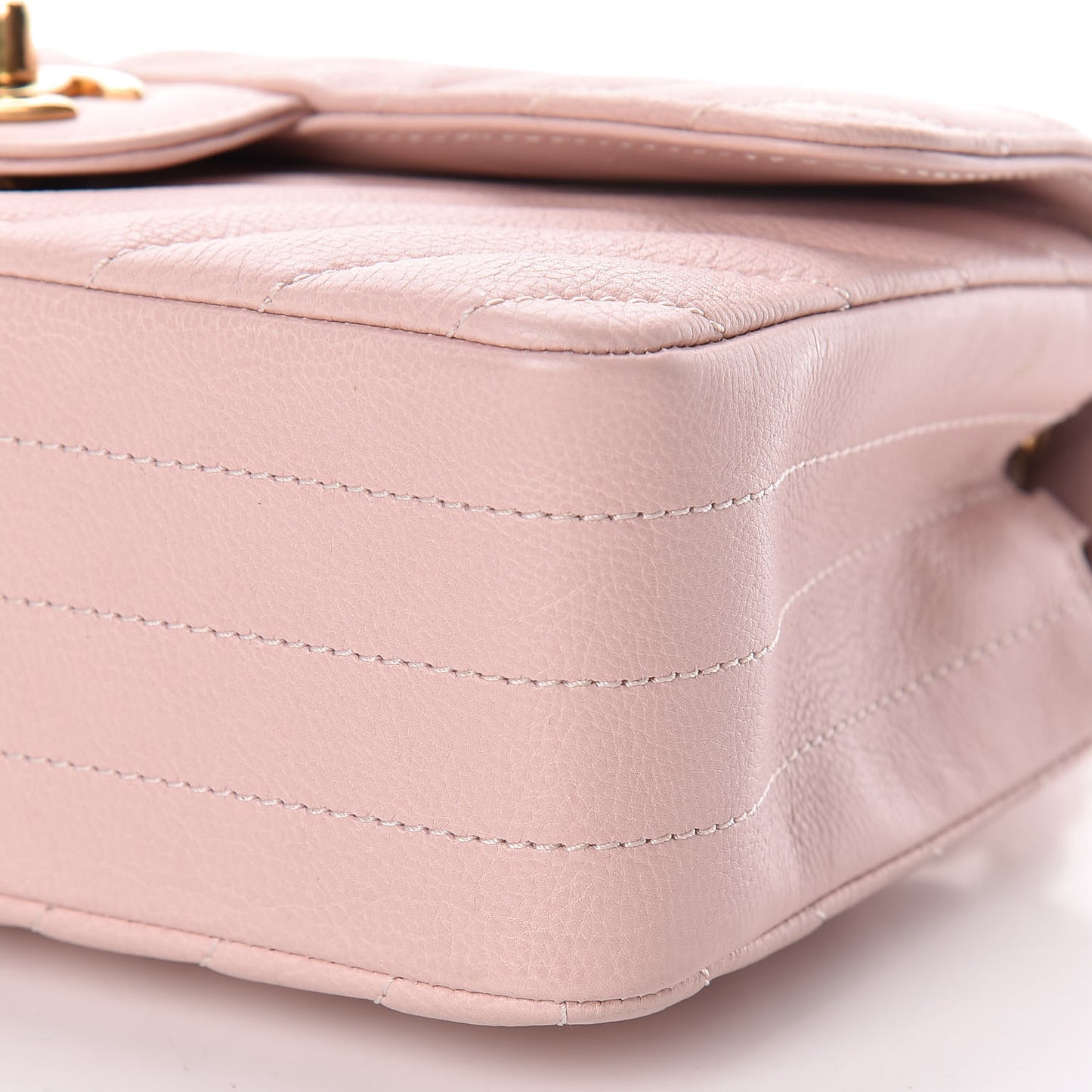 Calfskin Chevron Quilted Mini Rectangular Flap Light Pink