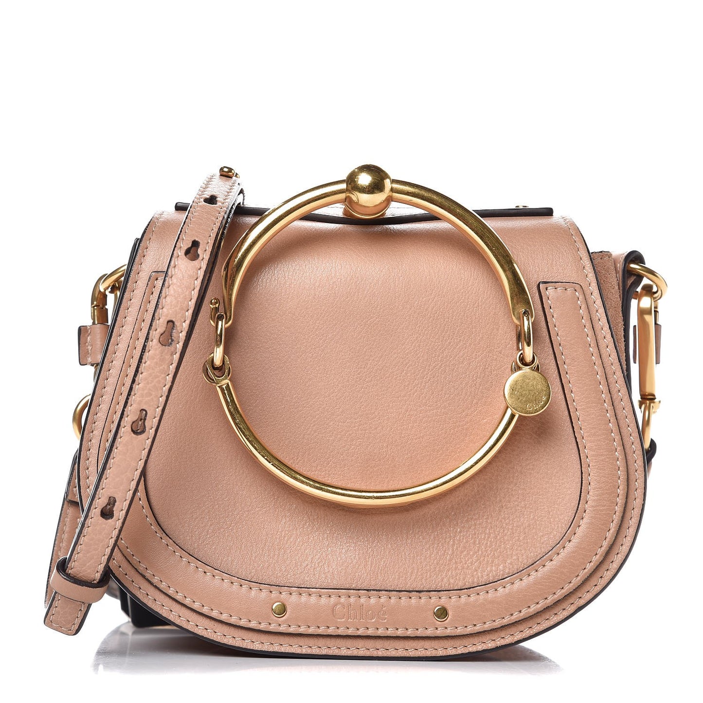 Calfskin Suede Small Nile Bracelet Bag Biscotti Beige