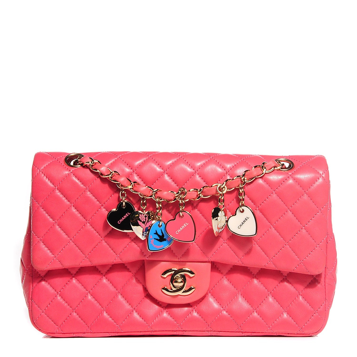 Chanel Lambskin Quilted Valentine Charms Medium Single Flap Pink 1 of 8