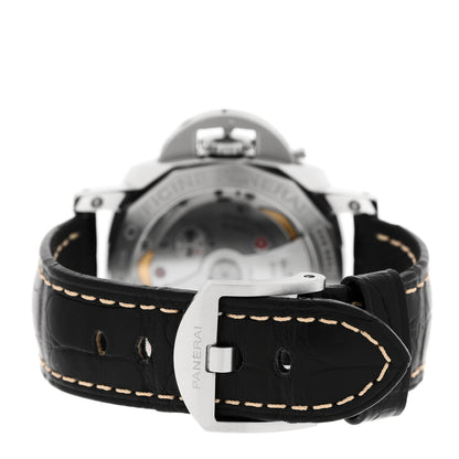 Panerai Stainless Steel Alligator 42mm Luminor 1950 3 Days GMT Automatic Watch Black PAM01535 3 of 5