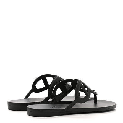 Hermes Rubber Womens Egerie Sandals 40 Black 4 of 8
