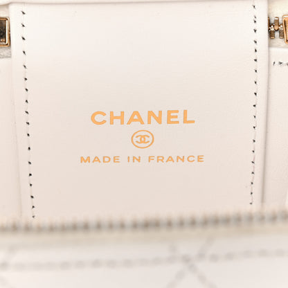 Chanel Caviar Quilted Enamel Coco Casino Mini Vanity Case With Chain White 6 of 10