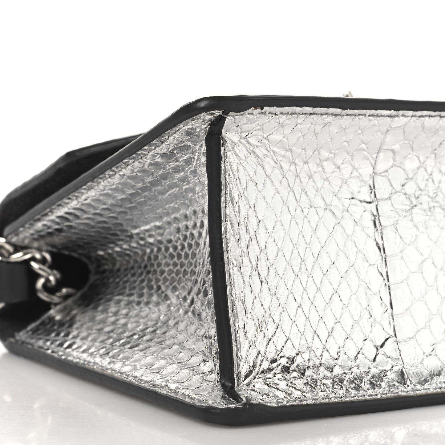 Metallic Calfskin Snakeskin Embossed Madeline Crossbody Bag Silver