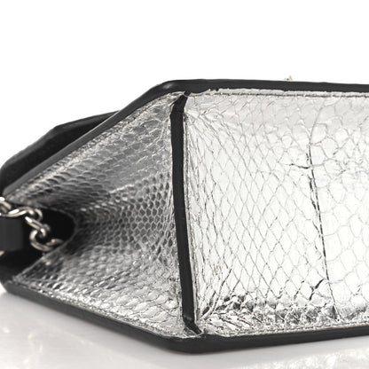 Jimmy Choo Metallic Calfskin Snakeskin Embossed Madeline Crossbody Bag Silver 8 of 13