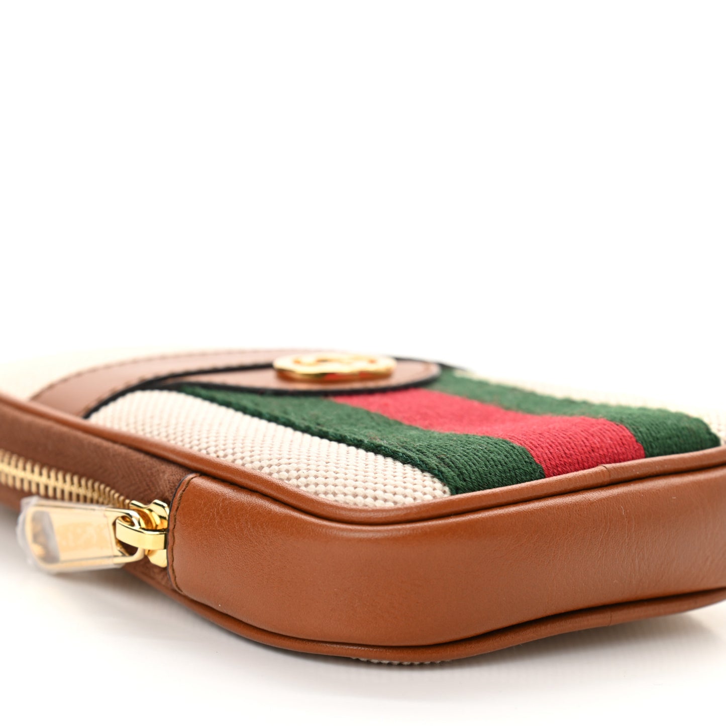 Vintage Canvas Calfskin Web Belted iPhone Case 70 28 Sand Cuir
