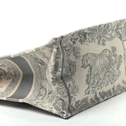Christian Dior Canvas Embroidered Medium Dioriviera Toile De Jouy Book Tote Gray 6 of 8
