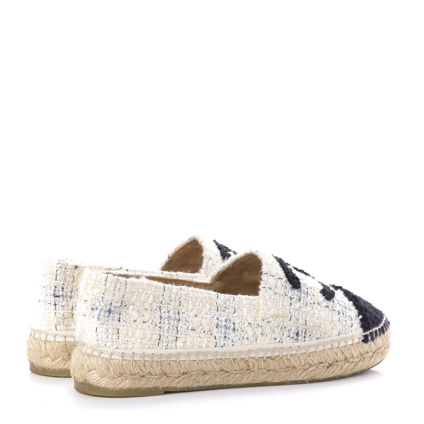 Tweed CC Espadrilles 39 Ecru White Blue Black