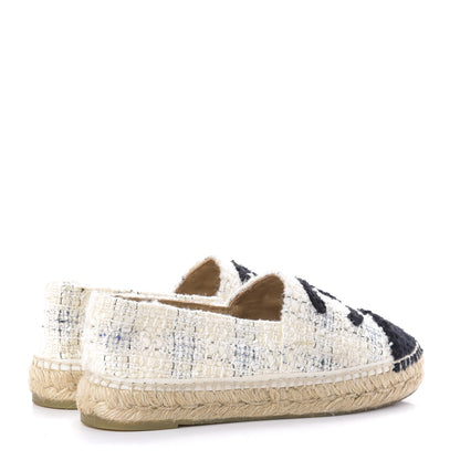 Chanel Tweed CC Espadrilles 39 Ecru White Blue Black 4 of 9