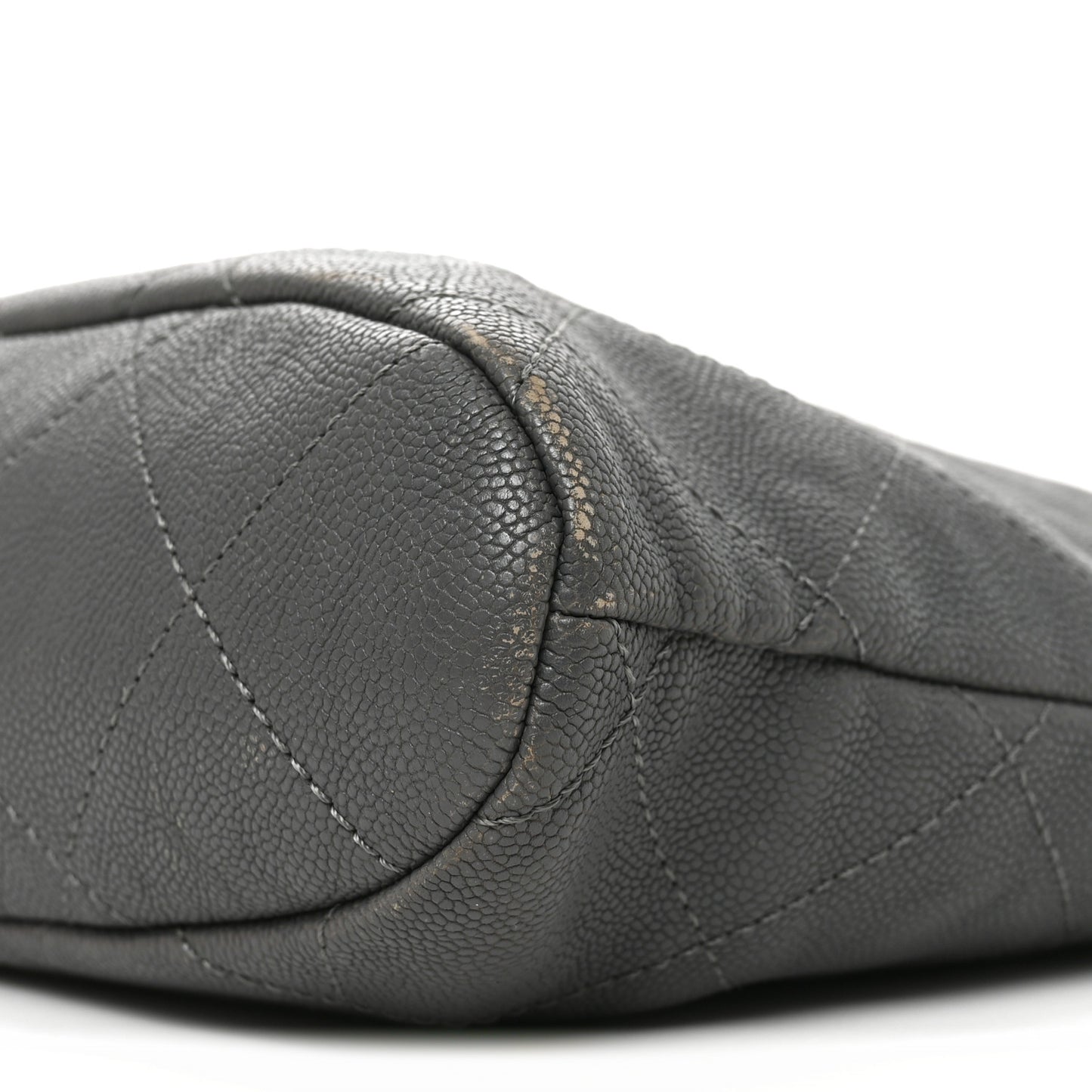 Caviar Quilted Shopping Tote Grey