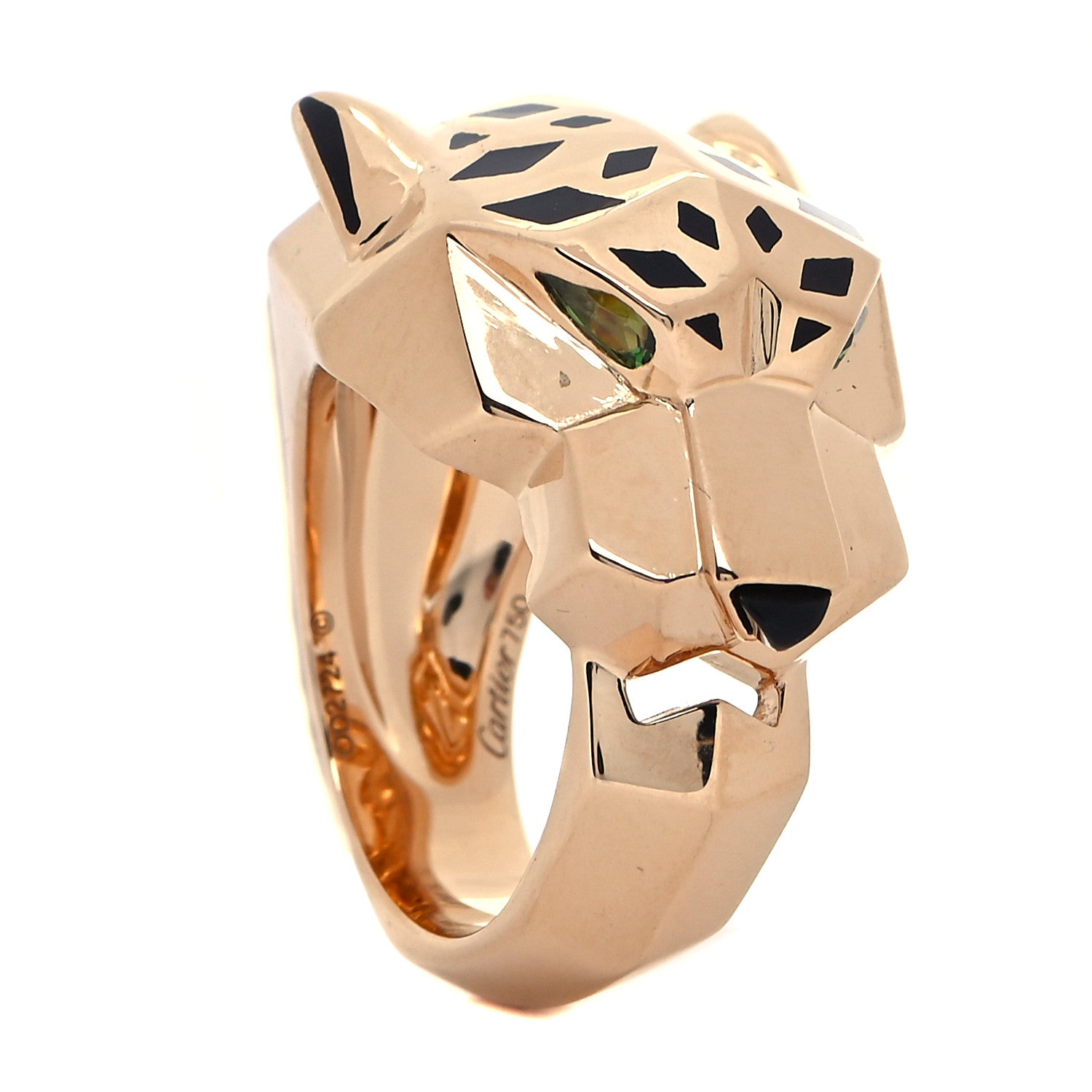 Cartier 18K Yellow Gold Tsavorite Onyx Panthere De Cartier Ring 52 6 1 of 6