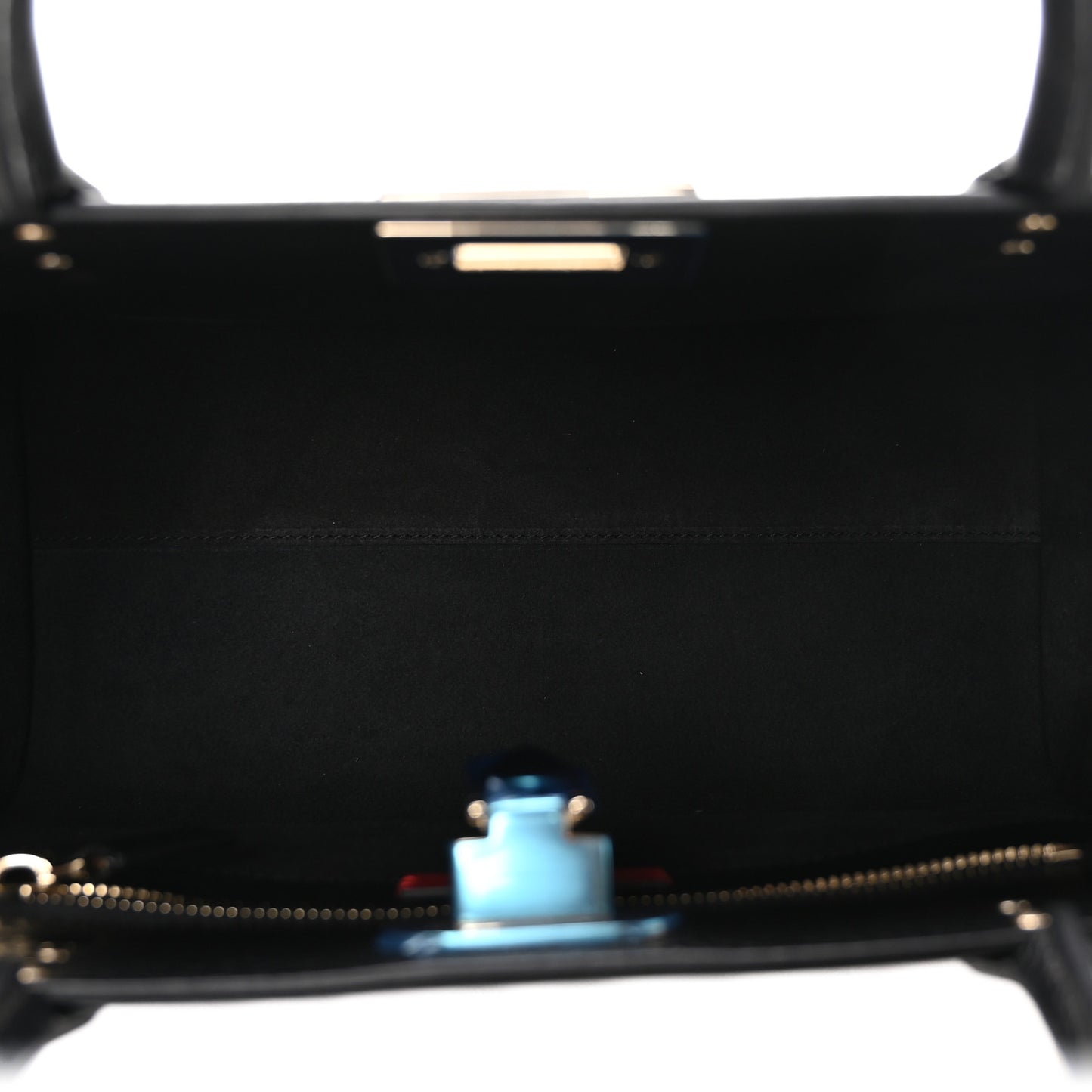 Pebbled Calfskin Rockstud Double Handle Tote  Black