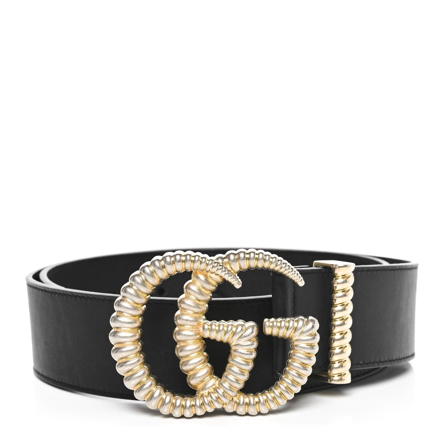 Moon Calfskin Torchon Double G 25mm Belt 80 32 Black