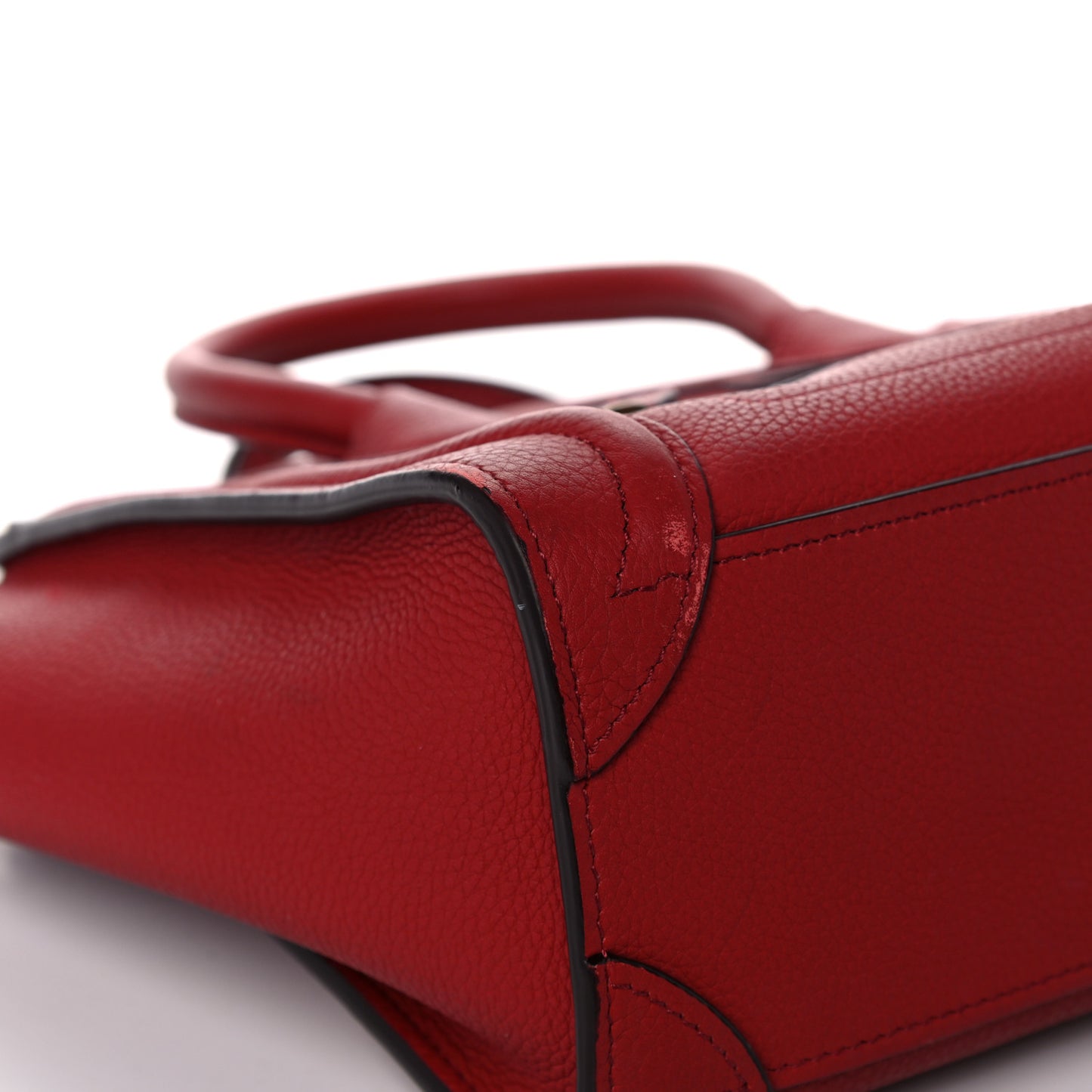 Drummed Calfskin Nano Luggage Red