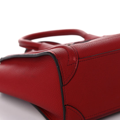 Celine Drummed Calfskin Nano Luggage Red 8 of 27