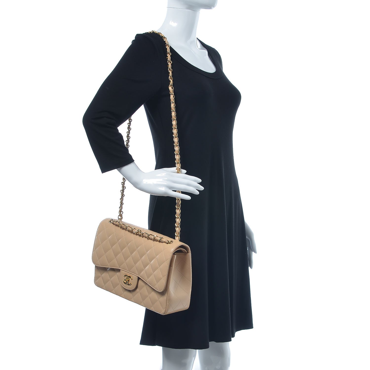 Chanel Caviar Quilted Jumbo Double Flap Beige Clair 2 of 10