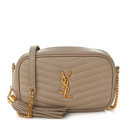 Saint Laurent Grain De Poudre Matelasse Monogram Mini Lou Camera Bag Dark Beige 1 of 10