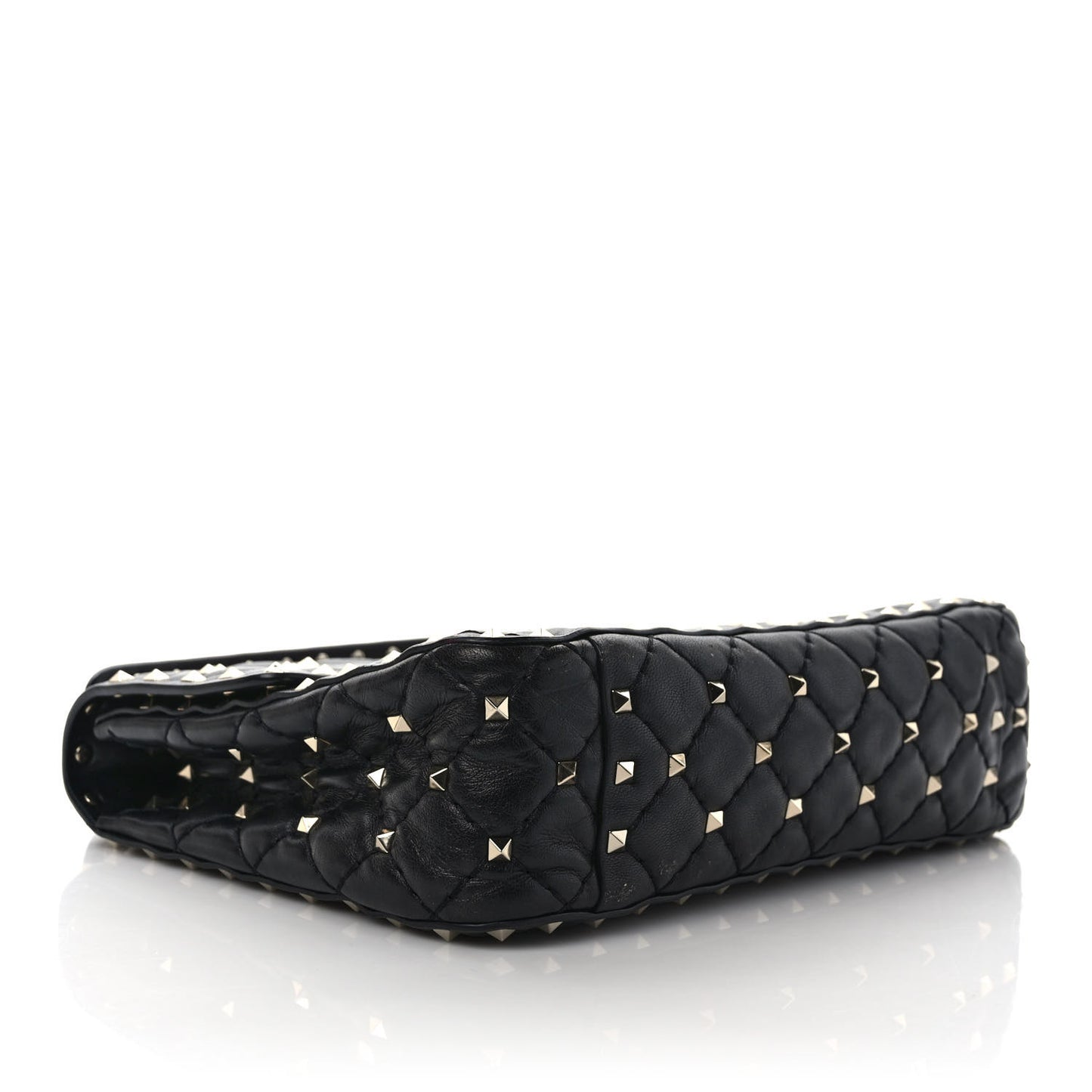 Lambskin Medium Rockstud Spike Shoulder Bag Black